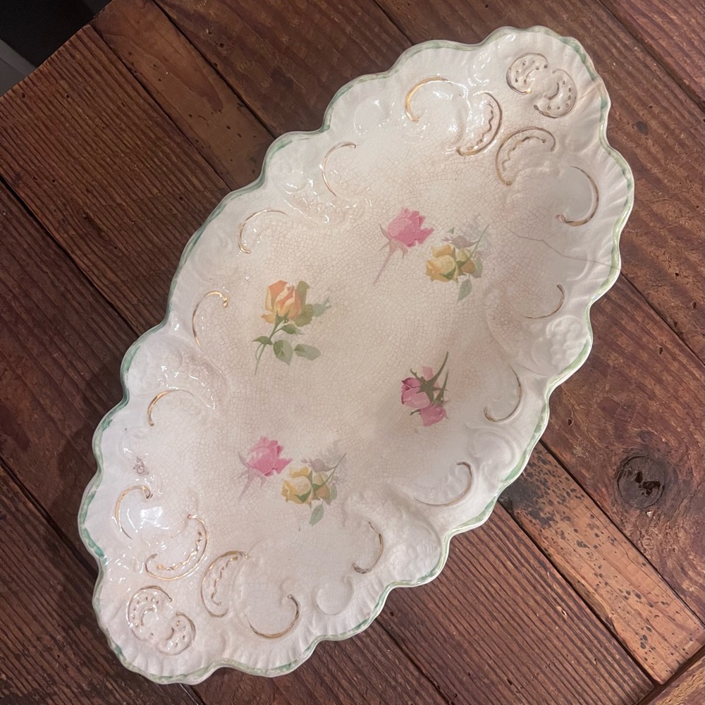 Scalloped Floral Porcelain Dish